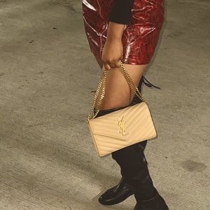 Saint Laurent Monogramme Large YSL Grain de Poudre Wallet on Chain